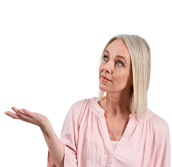 Woman looking at speech bubble