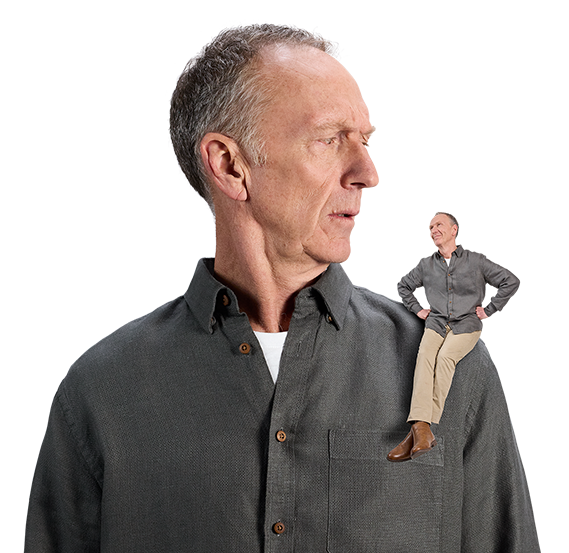 Woman with hands up and smiling